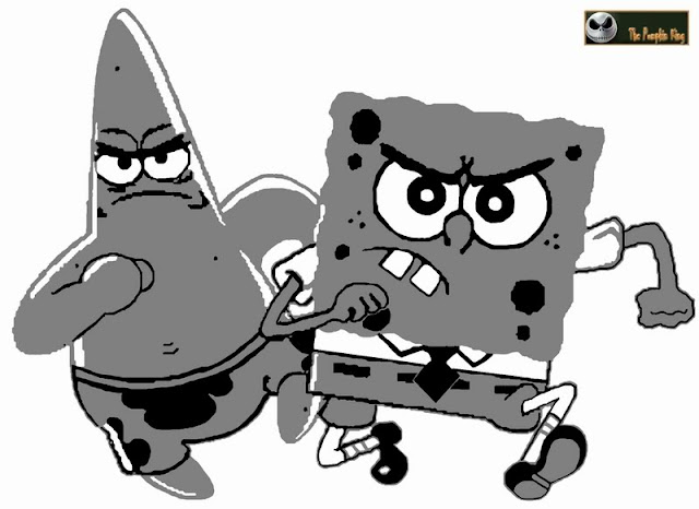 Printable halloween spongebob squarepants pumpkin stencil design carving template