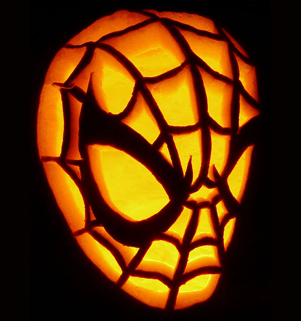 Free spiderman pumpkin stencil carving pattern designs for download