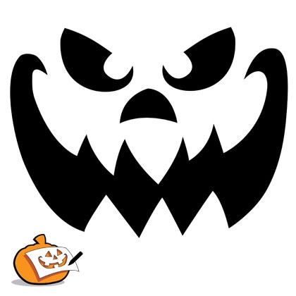 Top printable scary face pumpkin carving pattern design stencils