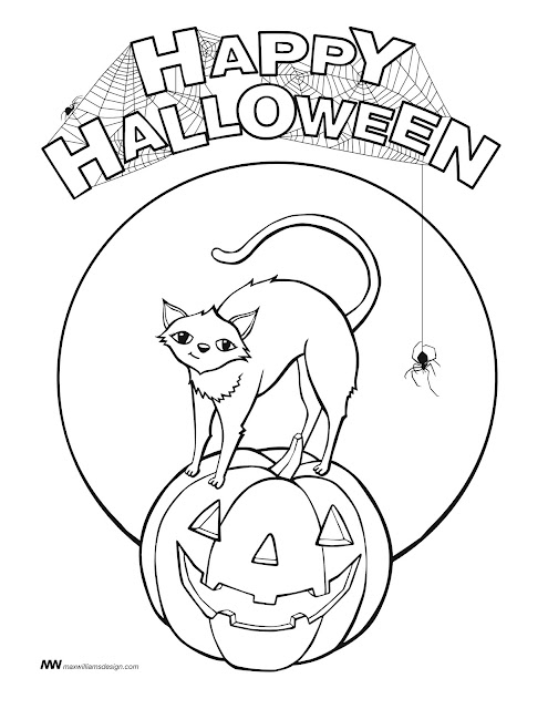 Free happy halloween coloring pages template for print kids and Adults