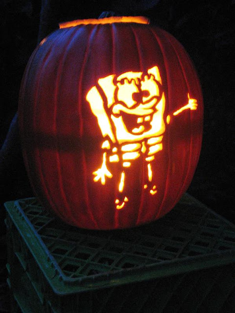 Printable halloween spongebob squarepants pumpkin stencil design carving template