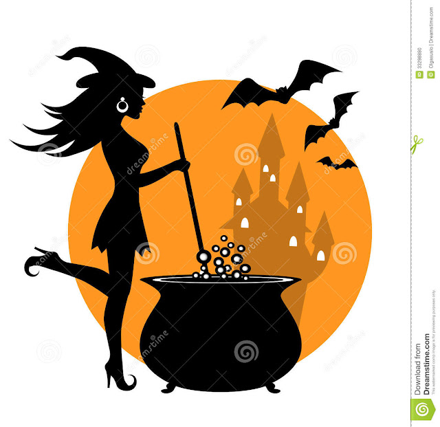 Happy Halloween Witch and cauldron pumpkin carving stencils free 