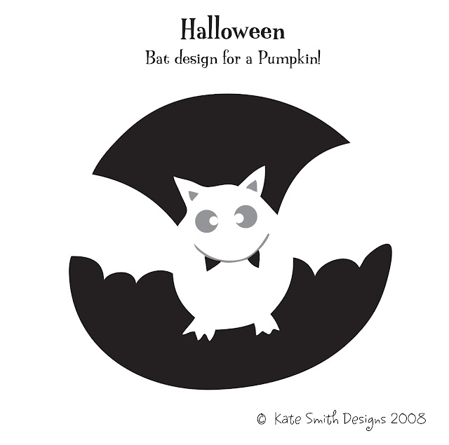 Easy bat pumpkin outline cutout for carving