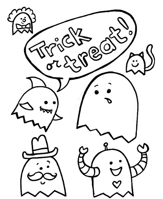 Free Printable Halloween Trick or Treat Coloring sheets for Kids