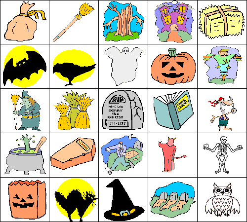 Blank halloween bingo cards templates for kindergarten,kids and students