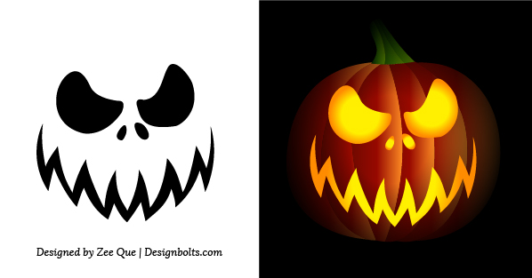 Top printable scary face pumpkin carving pattern design stencils