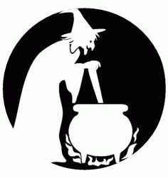 Happy Halloween Witch and cauldron pumpkin carving stencils free 