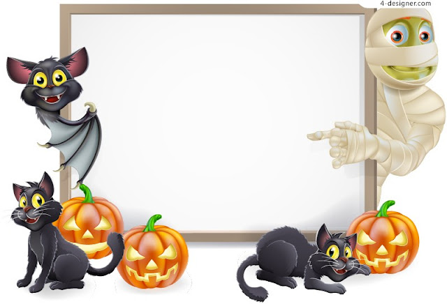 happy halloween frames for greeting cards and windows stickers