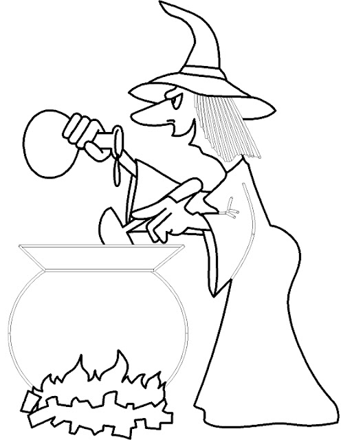 Free witch hat and cauldron printable coloring page templates for kids and adults