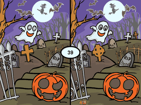 Free Printable Halloween spot the difference Worksheet Pictures for Kids