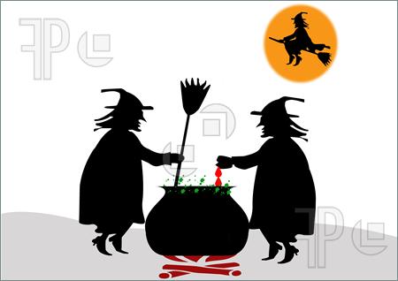 halloween witch and cauldron silhouette pictures clipart gif Images