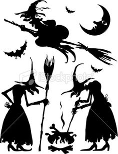 Happy Halloween Witch and cauldron pumpkin carving stencils free 