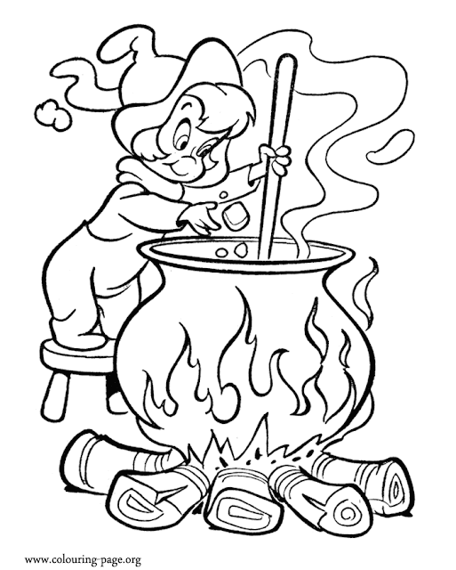 Free witch hat and cauldron printable coloring page templates for kids and adults