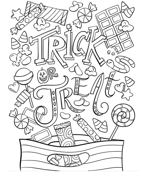 Free Printable Halloween Trick or Treat Coloring sheets for Kids